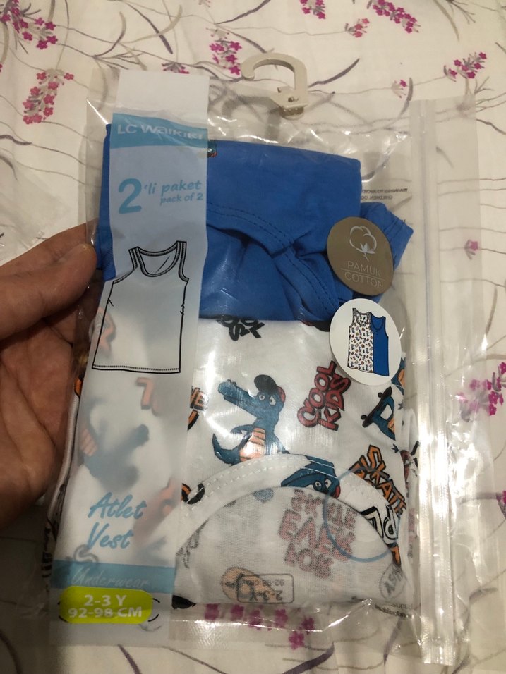 Baskılı Mavi Çocuk Atlet 2'li Paket - Görsel 3