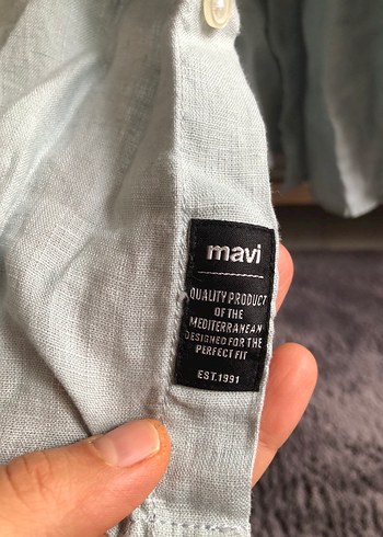 Su yeşili keten gömlek - Görsel 8