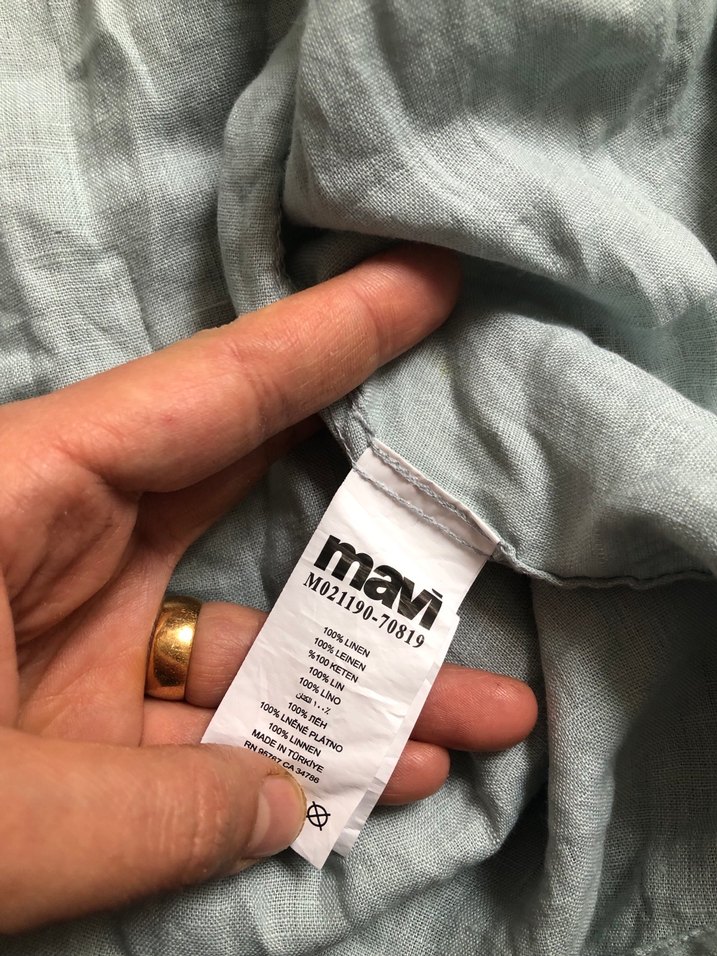 Su yeşili keten gömlek - Görsel 2