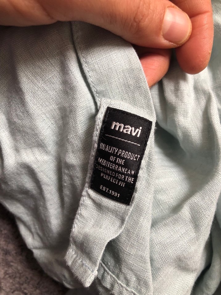 Su yeşili keten gömlek - Görsel 3