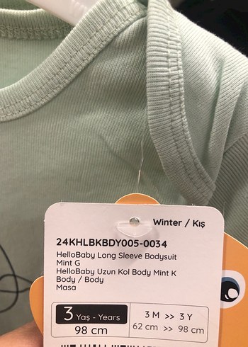 Bebek için Uzun Kollu Yeşil Baskılı Body - Görsel 2