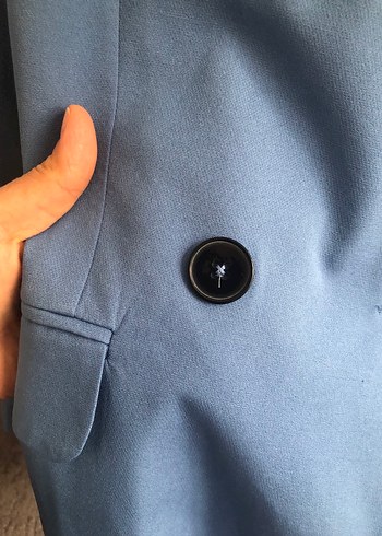 Mavi Düğmeli Kadın Blazer Ceket - Görsel 5