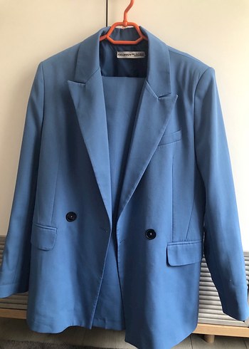 Mavi Düğmeli Kadın Blazer Ceket - Görsel 3