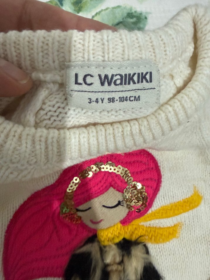 LC Waikiki Kız Çocuk Ekru Triko Kazak — görsel 3/8