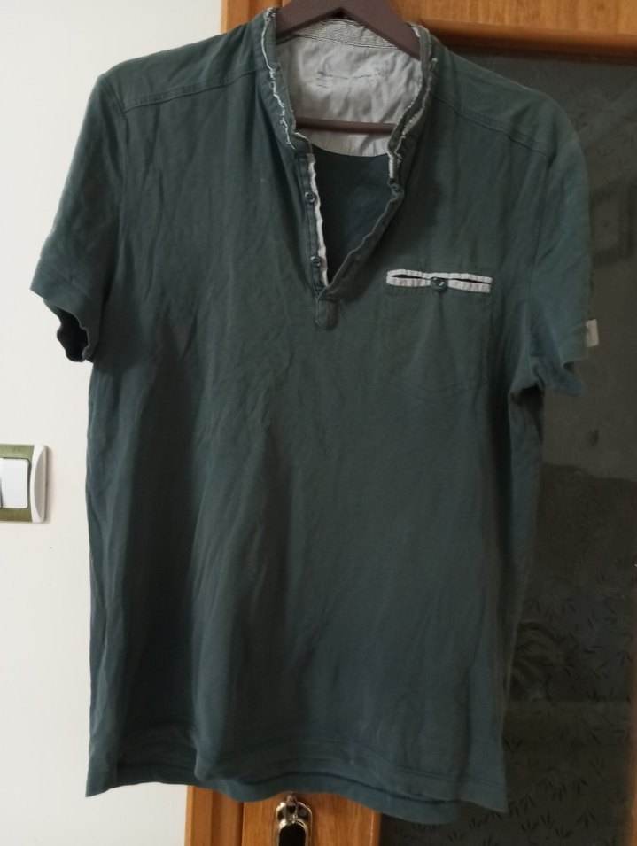 Gri Keten Erkek Polo Tişört Düğmeli - Görsel 2