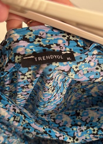 Mavi Bağlama Desenli Midi Boy Elbise - Görsel 6