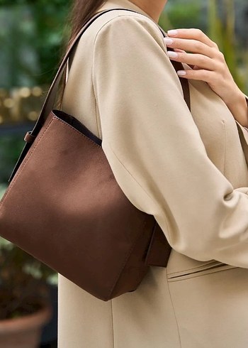 Kahverengi Süet Kadın Çanta - Görsel 2