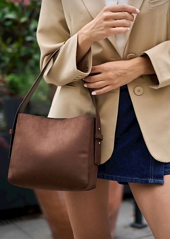 Kahverengi Süet Kadın Çanta - Görsel 3