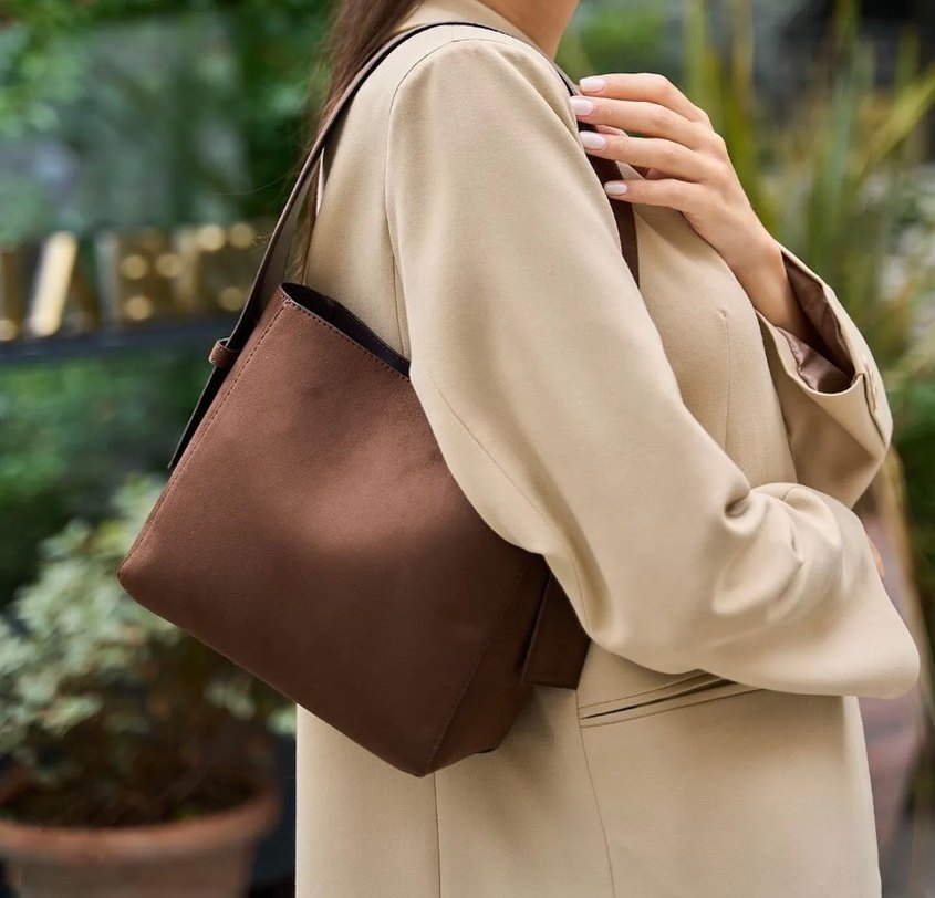 Kahverengi Süet Kadın Çanta - Görsel 2