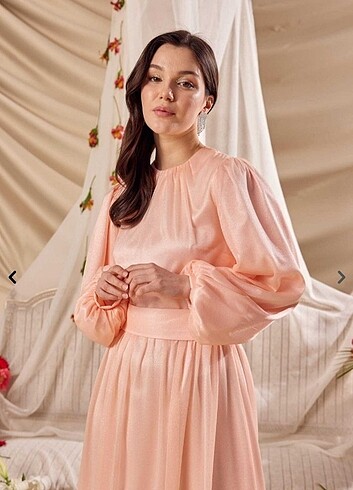 36 Beden ten rengi Renk Emnora Heidi Işıltılı Elbise Soft Pudra 