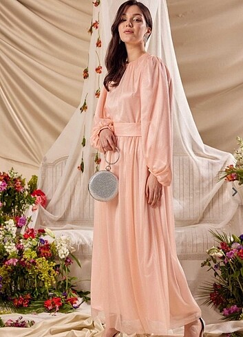Emnora Heidi Işıltılı Elbise Soft Pudra 