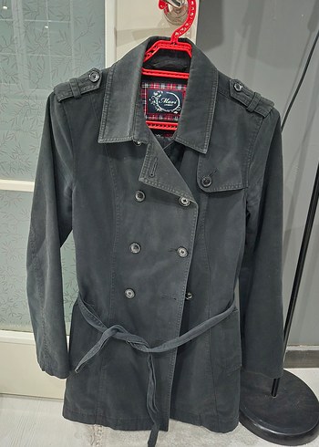 siyah Kemerli Midi Trençkot - Görsel 6