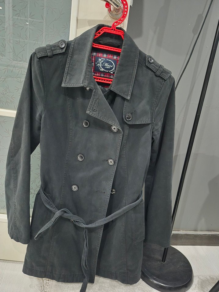 siyah Kemerli Midi Trençkot - Görsel 5