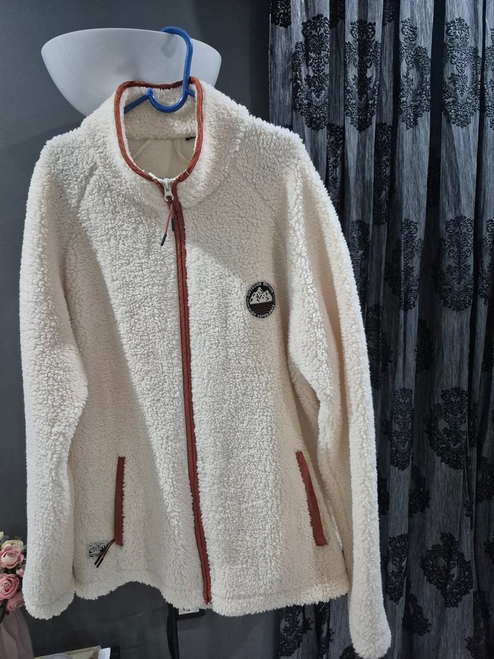 Beyaz fermuarlı unisex peluş hırka - Görsel 2