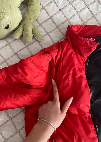 Kırmızı Fermuarlı Kadın Mont - Görsel 5
