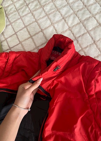 Kırmızı Fermuarlı Kadın Mont - Görsel 9