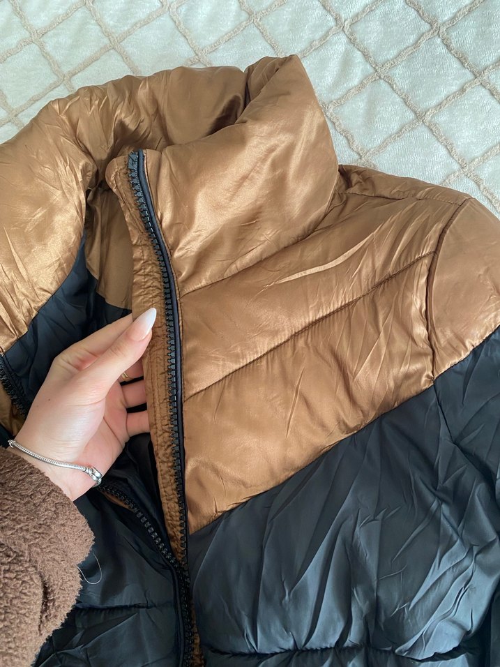 Fermuarlı Koyu Kahverengi Kadın Kışlık Mont - Görsel 3