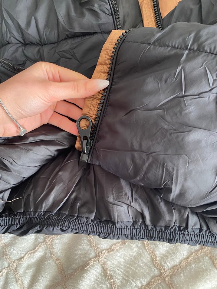 Fermuarlı Koyu Kahverengi Kadın Kışlık Mont - Görsel 5