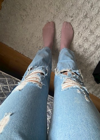 Bol Kesim Midi Kot Pantolon - Lacivert Batik - Görsel 4