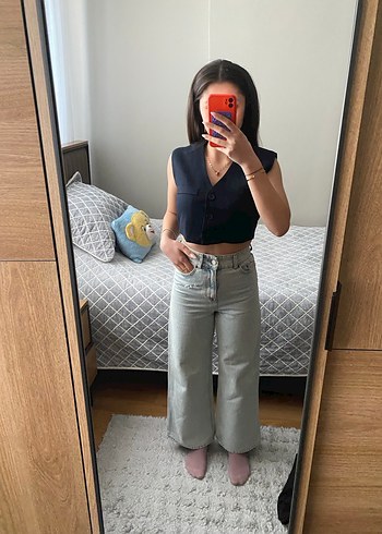 Mavi Batik Desenli Salaş Kadın Jean - Görsel 6