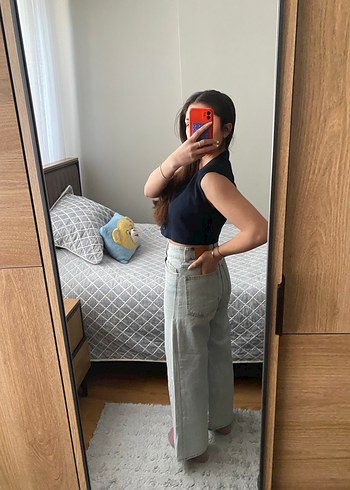 Mavi Batik Desenli Salaş Kadın Jean - Görsel 3