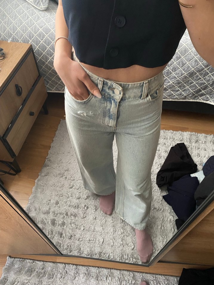 Mavi Batik Desenli Salaş Kadın Jean - Görsel 5