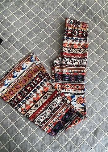 Kadın Bohem Bağlama Desenli Midi Pantolon - Görsel 3