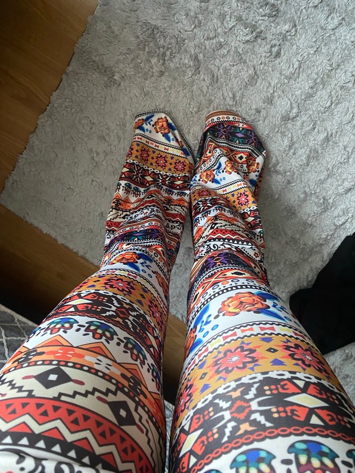 Kadın Bohem Bağlama Desenli Midi Pantolon - Görsel 4