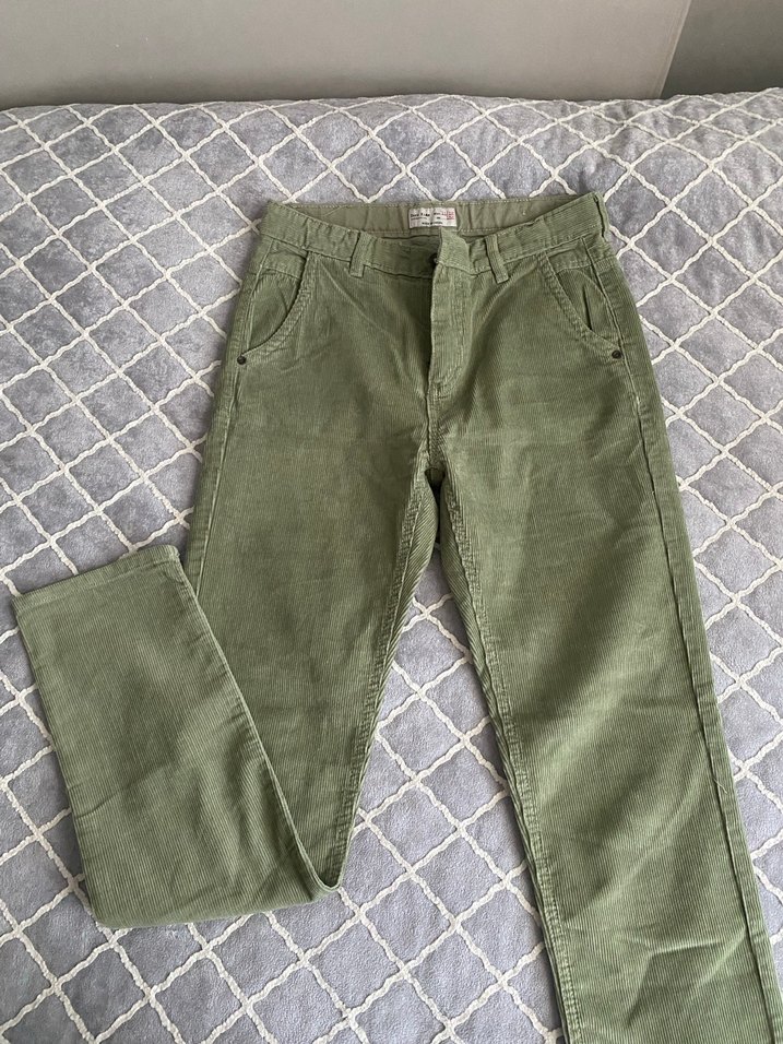 Düğmeli Regular Fit Süet Pantolon - Görsel 3