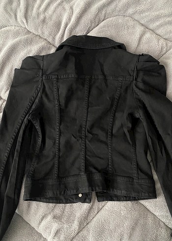 Düğmeli Siyah Kadın Denim Ceket - Görsel 5