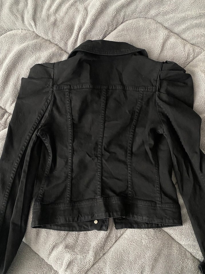 Düğmeli Siyah Kadın Denim Ceket - Görsel 5