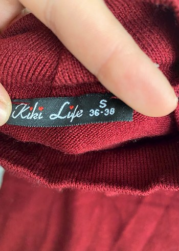 Bordo Fırfırlı Yüksek Yakalı Kadın Kazak - Görsel 3