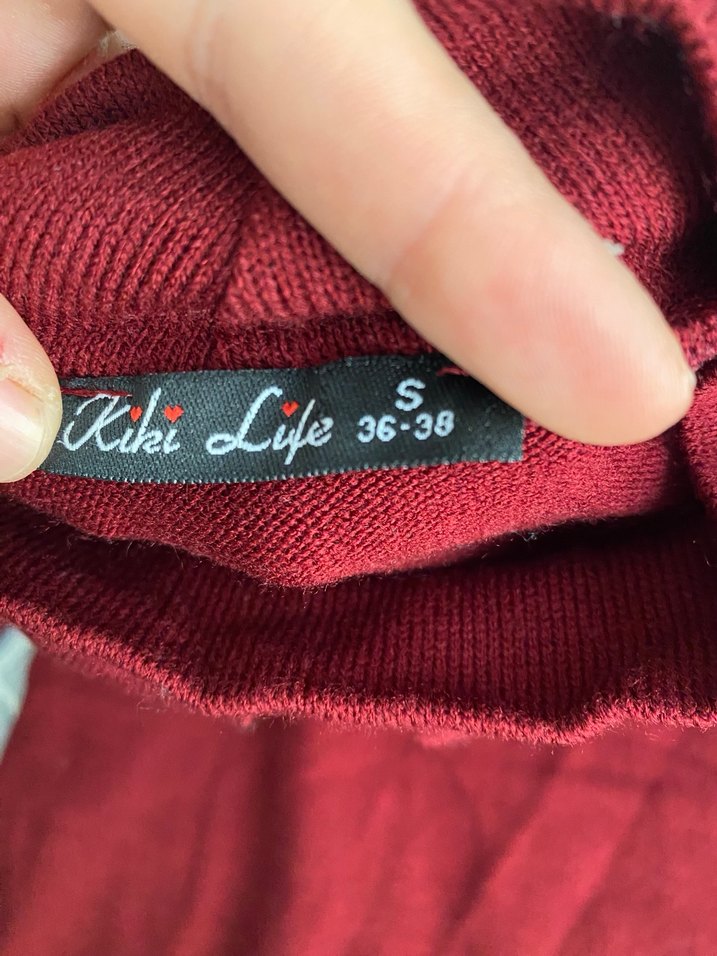 Bordo Fırfırlı Yüksek Yakalı Kadın Kazak - Görsel 3