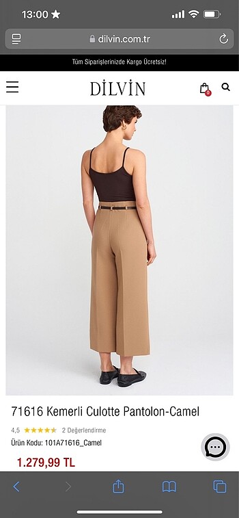 Dilvin Kemerli Culotte Pantolon-Camel