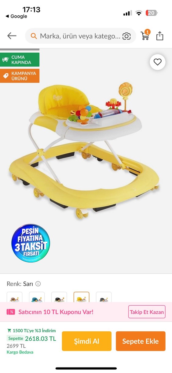 Renkli Sarı Bebek Yürüteci - Görsel 4