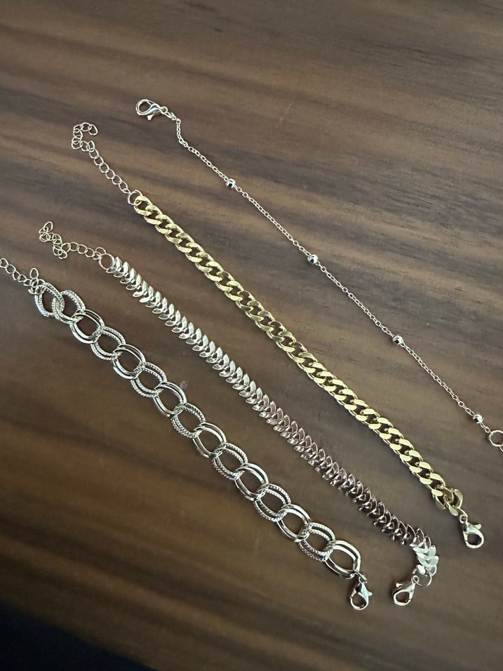 Altın Renkli Zincir Detaylı Kadın Bileklik Seti - Görsel 2