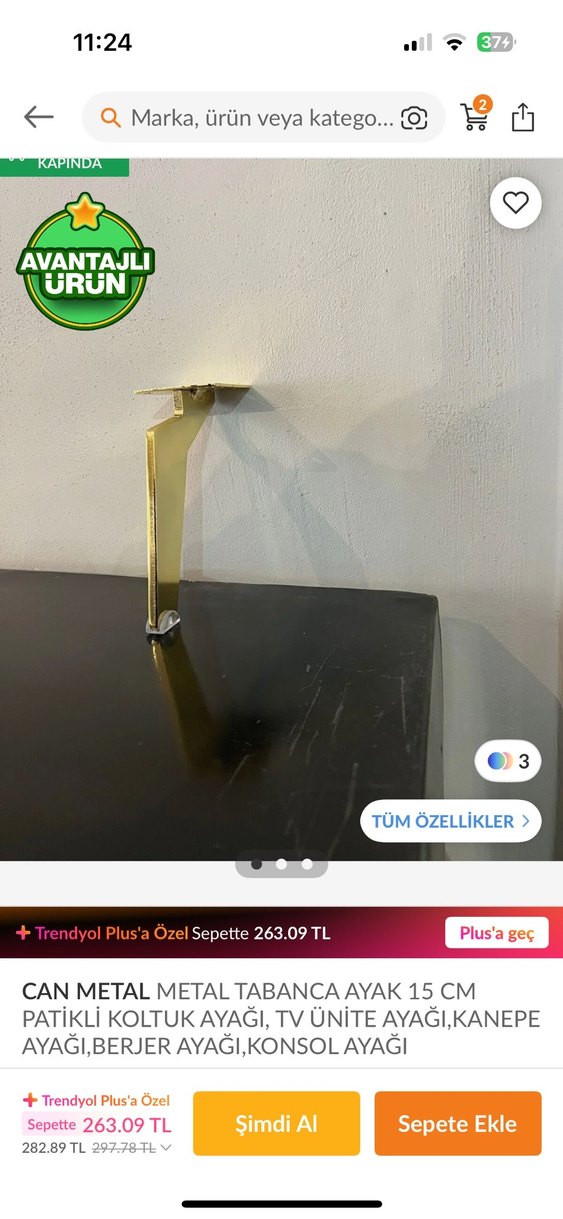 Parlak Altın Dekoratif ayaklık - Görsel 3