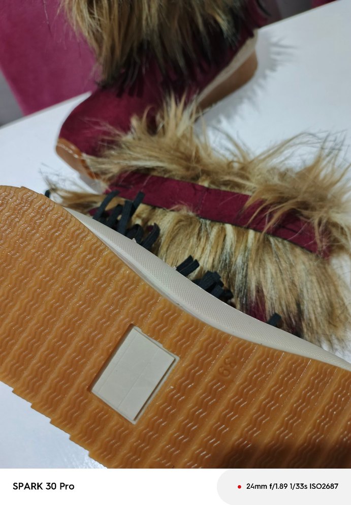 Bordo Süet Kürklü Kadın Dolgu Topuk Bot - Görsel 4