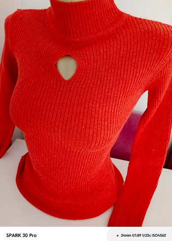 Turuncu Yarım Boğazlı Triko Kadın Kazak - Görsel 3