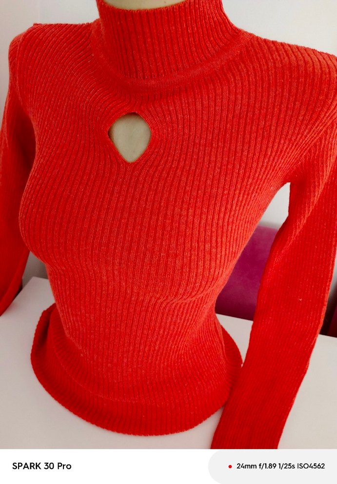 Turuncu Yarım Boğazlı Triko Kadın Kazak - Görsel 3