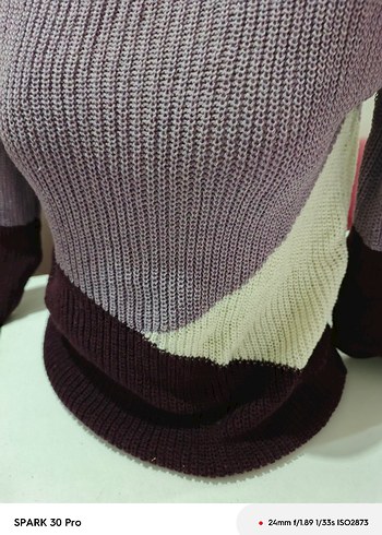 Gri Boğazlı Örgü Kadın Kazak - Görsel 3