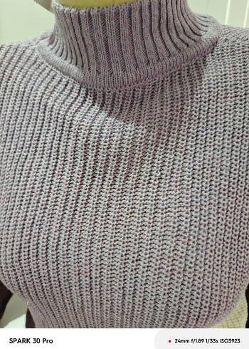 Gri Boğazlı Örgü Kadın Kazak - Görsel 2