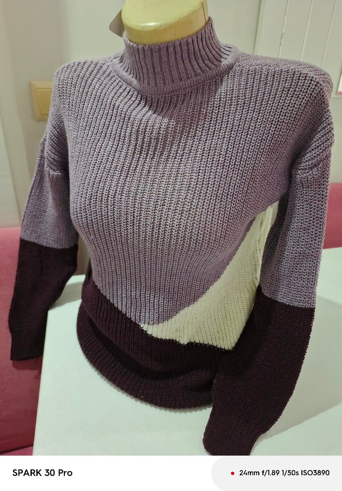 Gri Boğazlı Örgü Kadın Kazak - Görsel 4