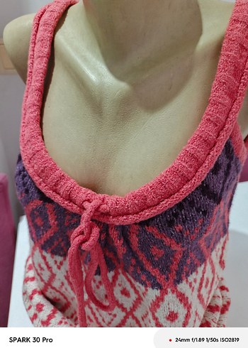 Kadın Çok Renkli Örgü Halter Yelek - Görsel 2