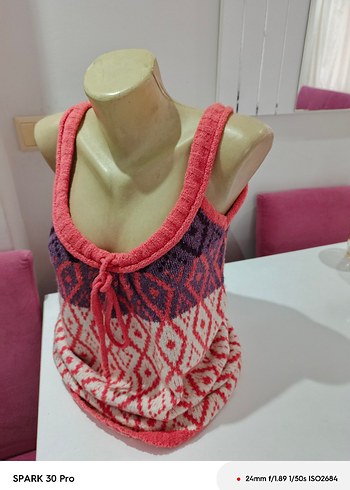 Kadın Çok Renkli Örgü Halter Yelek - Görsel 4