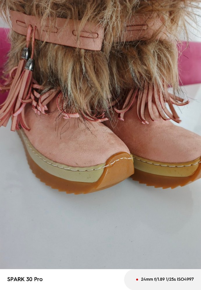 Pembe Süet Kadın Bohem Tarzı Kürklü Dolgu Topuk Bot - Görsel 2