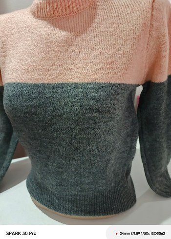 Kadın Kısa Triko Kazak, Yuvarlak Yaka - Görsel 2