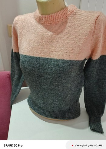 Kadın Kısa Triko Kazak, Yuvarlak Yaka - Görsel 4