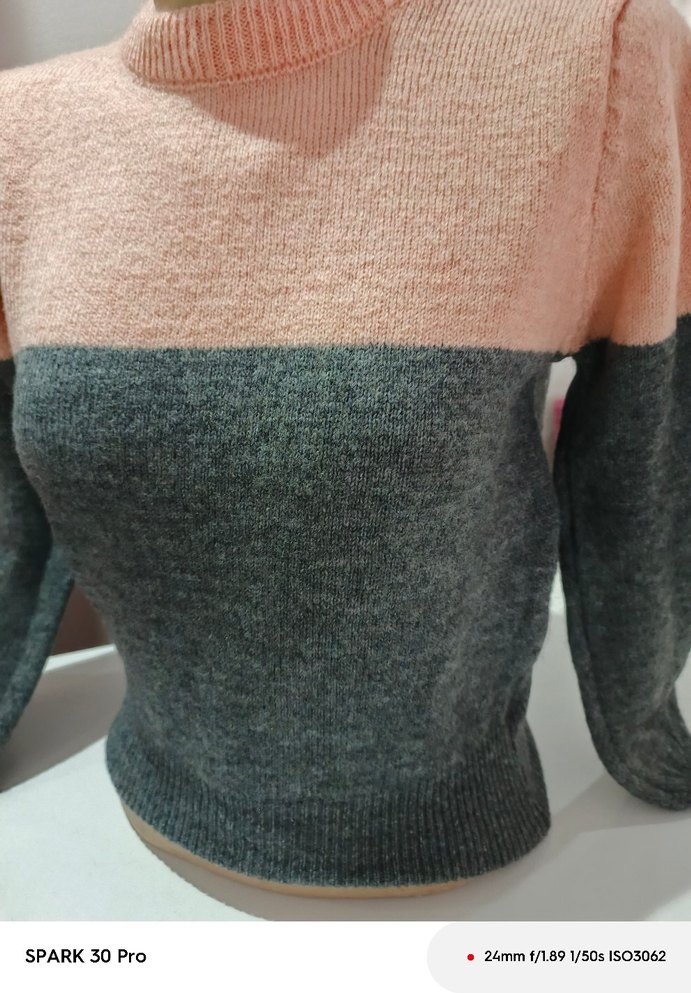 Kadın Kısa Triko Kazak, Yuvarlak Yaka - Görsel 2