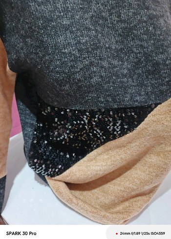 Gri Kahverengi Triko Kadın Kazak - Görsel 2